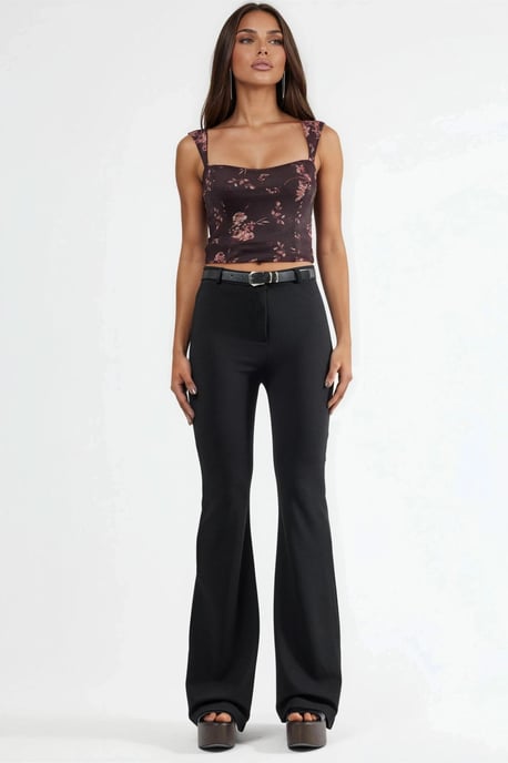Gestrikte Hoge Taille Flared Broek - Image 6