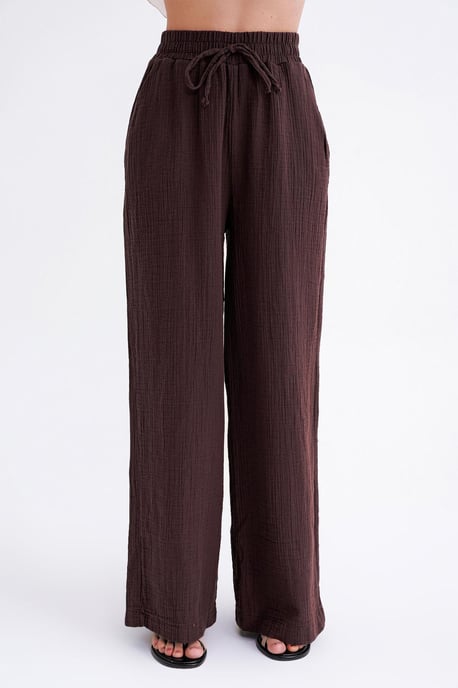 Hoge Taille Textured Mousseline Stof Broek - Image 4