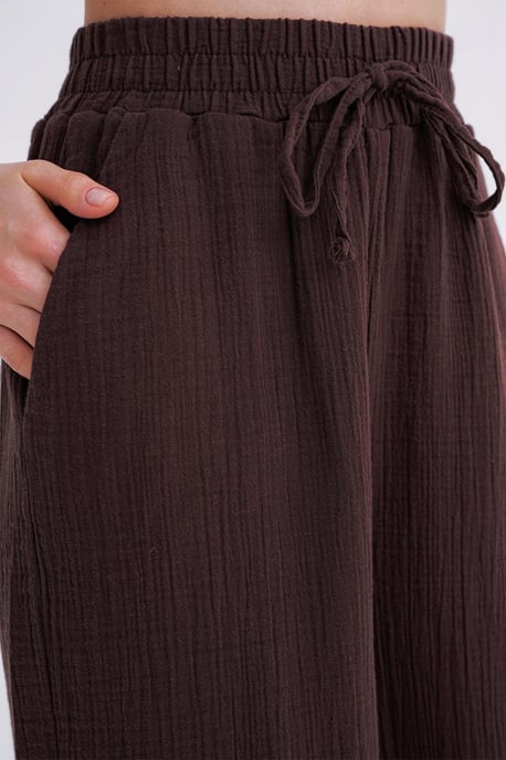 Hoge Taille Textured Mousseline Stof Broek - Image 6