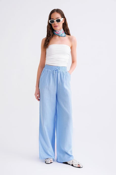 Hoge Taille Textuur Muslin Stof Broek - Image 2