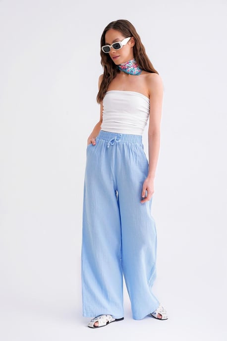 Hoge Taille Textuur Muslin Stof Broek - Image 3