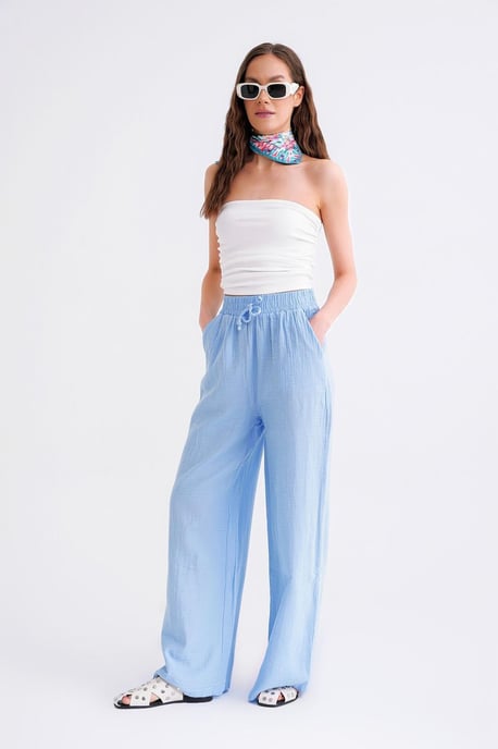 Hoge Taille Textuur Muslin Stof Broek - Image 4