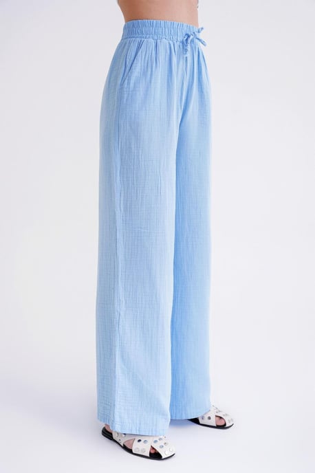 Hoge Taille Textuur Muslin Stof Broek - Image 5