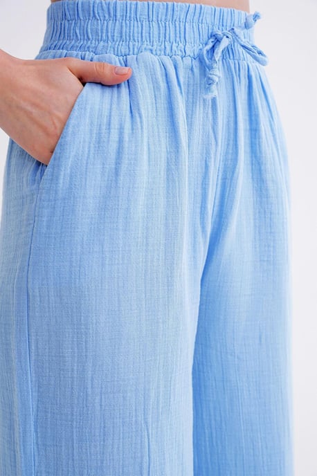 Hoge Taille Textuur Muslin Stof Broek - Image 6
