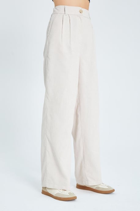 Högmidjade velour raka byxor - Image 4