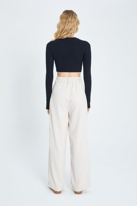 Högmidjade velour raka byxor - Image 6