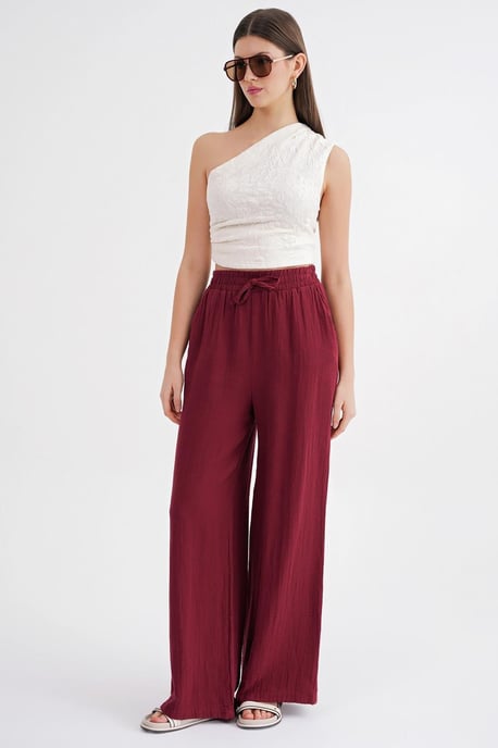 Hoge Taille Textuur Muslin Stof Broek - Image 4
