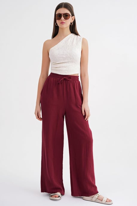 Hoge Taille Textuur Muslin Stof Broek - Image 6
