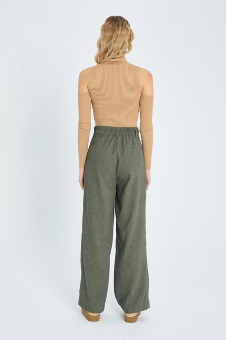 Högmidjade velour raka byxor - Image 6