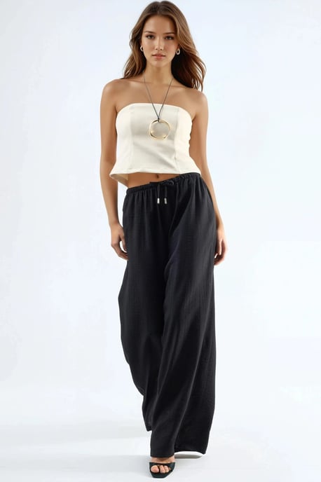 Wijde Pijpen Drawstring Taille Broek met Zakken - Image 4