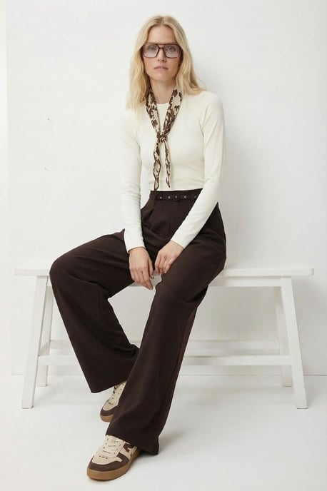Pleated Belted Wide Leg Trousers - Image 2