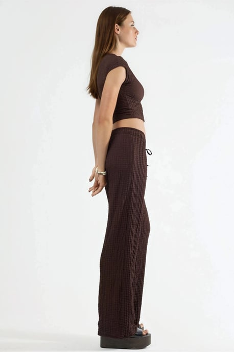 Textured Wide Leg Trousers with Drawstring Waist - Image 5