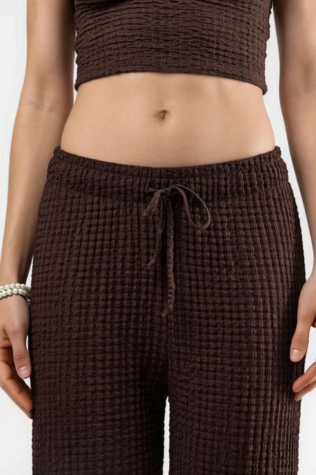 Textured Wide Leg Trousers with Drawstring Waist - Image 6