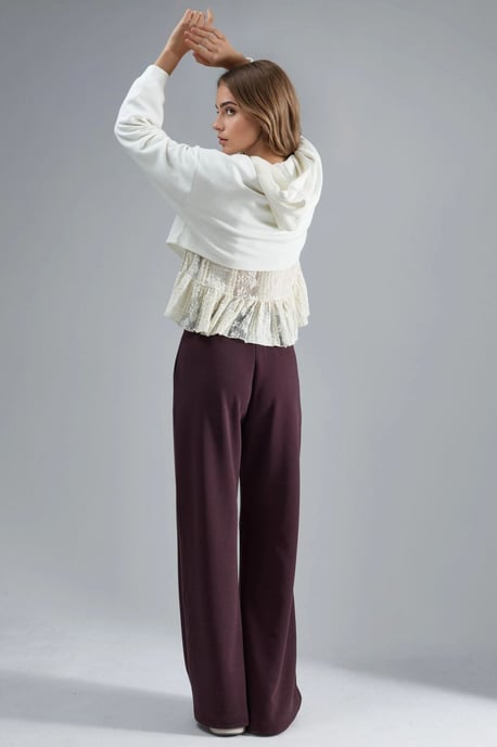 Middelhoge wijde broek van modal - Image 6