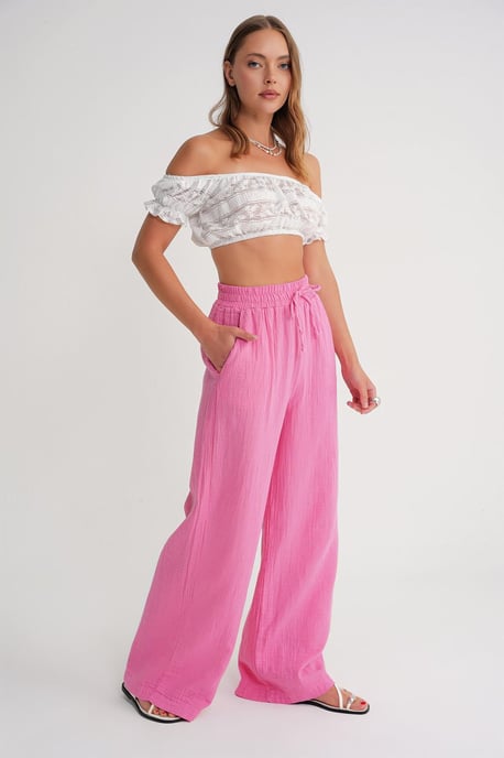 Hoge Taille Geweven Mousseline Stof Broek - Image 3