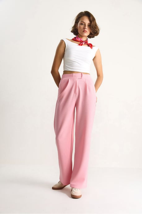 Hoge Taille Wijde Pijpen Geplooide Broek - Image 3
