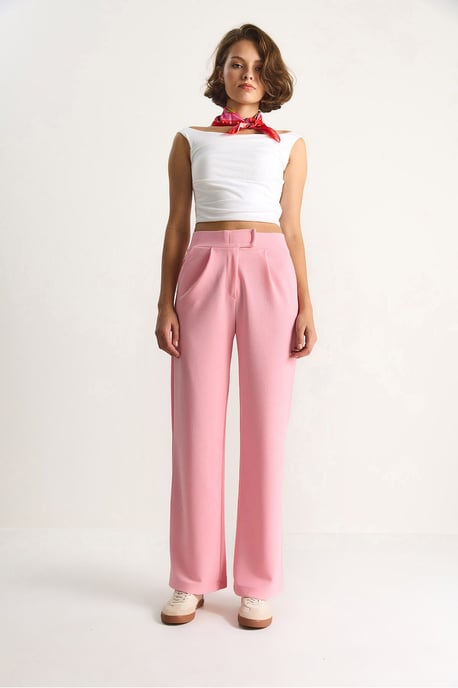 Hoge Taille Wijde Pijpen Geplooide Broek - Image 4