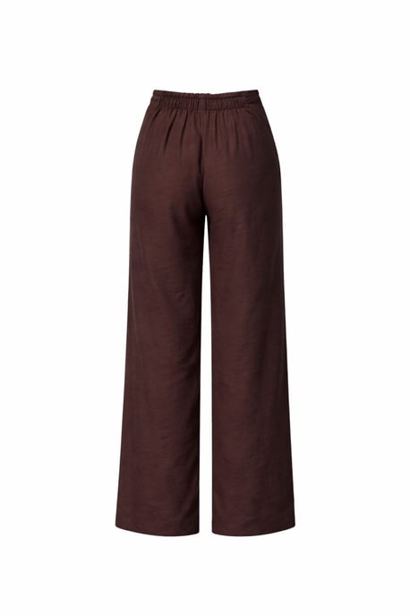 Hoge Taille Geweven Wijde Pijpen Broek met Ceintuur - Image 2