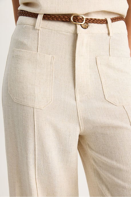 High Waist Wide Leg Ankle-Length Pants with Belt - Image 6
