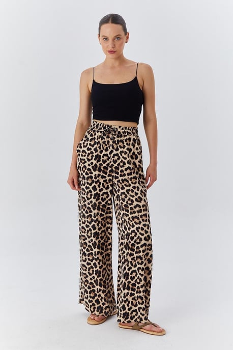 Hoge Taille Luipaardprint Wijde Pantalon - Image 1
