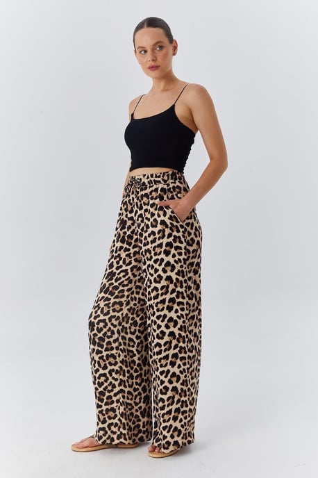 Hoge Taille Luipaardprint Wijde Pantalon - Image 2