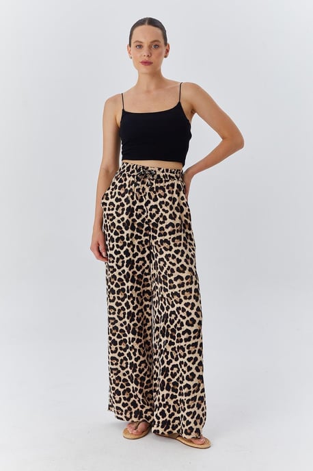 Hoge Taille Luipaardprint Wijde Pantalon - Image 3