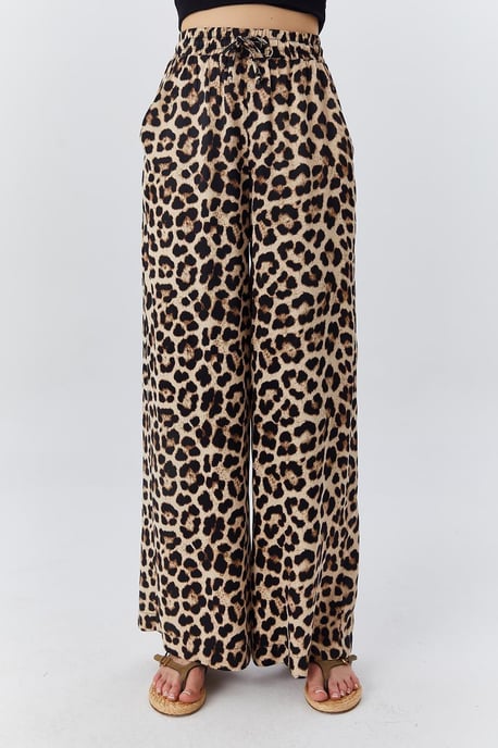 Hoge Taille Luipaardprint Wijde Pantalon - Image 4