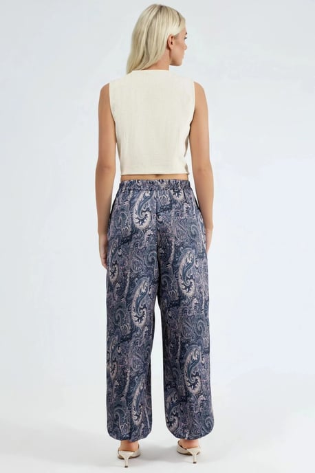 Patroon Broek met Elastieke Taille en Zakken in Baggy Fit - Image 3