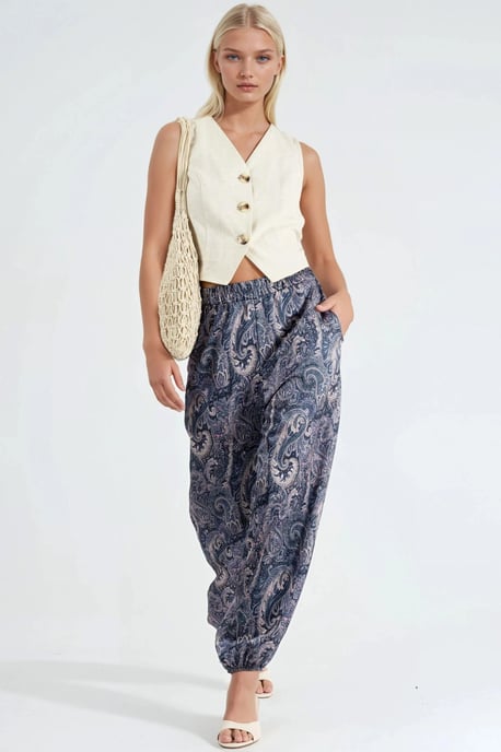 Patroon Broek met Elastieke Taille en Zakken in Baggy Fit - Image 4