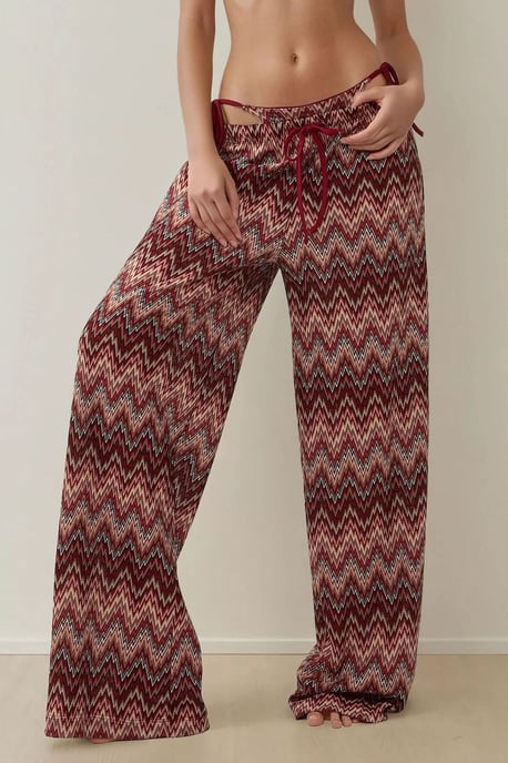 Wijde kleurrijke gebreide broek - Image 3