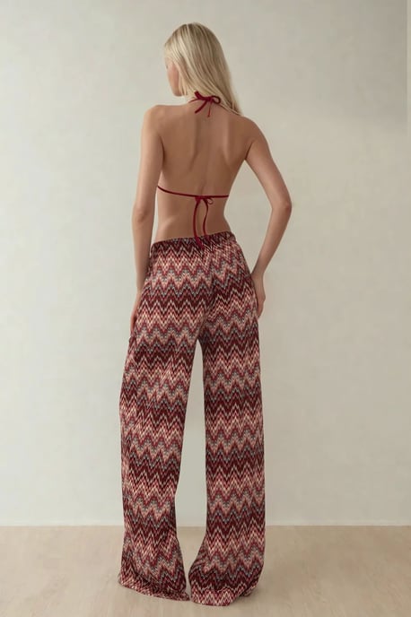 Wijde kleurrijke gebreide broek - Image 6