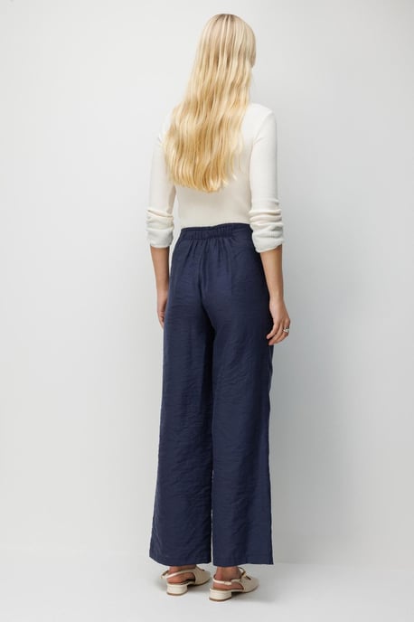 Hoge Taille Geweven Wijde Pijpen Broek met Ceintuur - Image 4