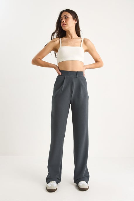 Hoge Taille Wijde Pantalon met Plissee - Image 4