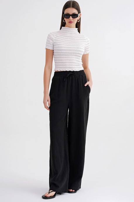 Hoge Taille Textuur Muslin Stof Broek - Image 2