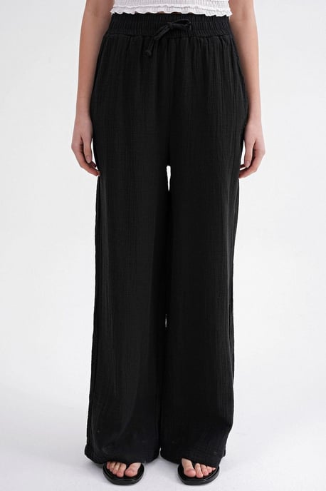 Hoge Taille Textuur Muslin Stof Broek - Image 4