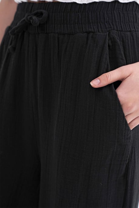 Hoge Taille Textuur Muslin Stof Broek - Image 6