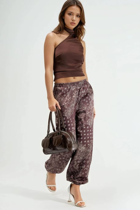 Geprinte Baggy Fit Elastische Leggings met Zakken - Image 4