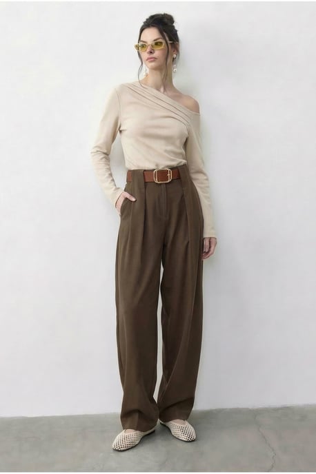 Hoge Taille Wijde Pantalon met Riem - Image 4