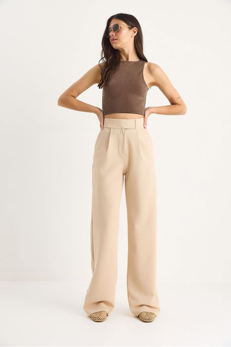 Hoge Taille Wijde Pantalon met Plissee - Image 3