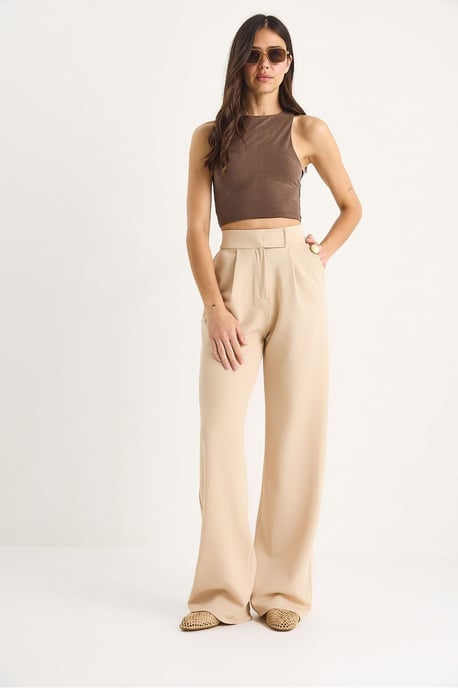 Hoge Taille Wijde Pantalon met Plissee - Image 4