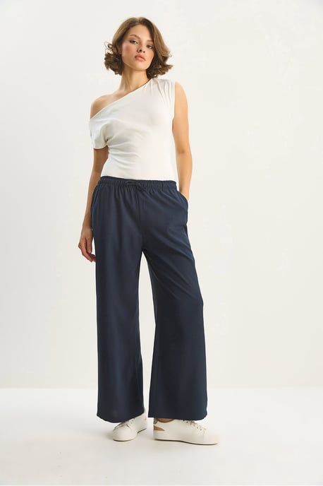 Wide Leg Palazzo Broek met Striksluiting - Image 3