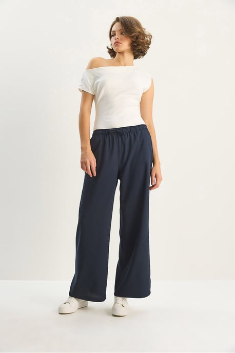 Wide Leg Palazzo Broek met Striksluiting - Image 4