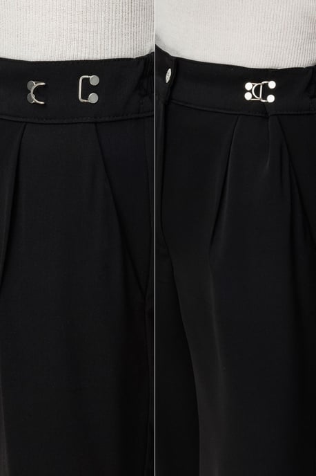 Hoge Taille Wijde Pantalon met Accessoire Detail - Image 5