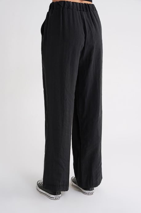 Hoge taille modal geplooide palazzo broek met strikkoord - Image 6