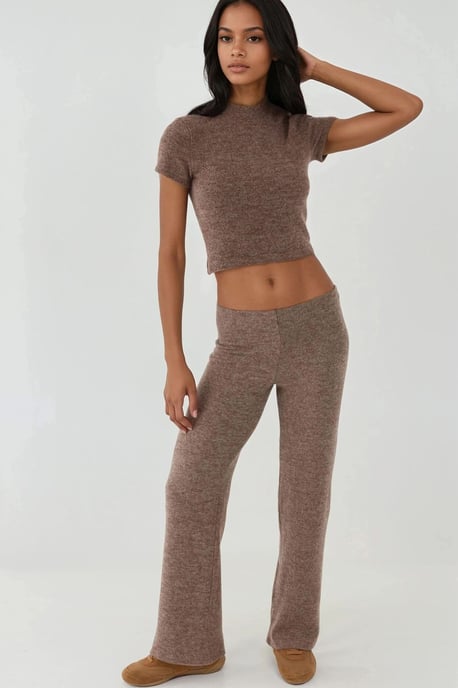 Elastische Taille Zachte Textuur Gebreide Broek - Image 3