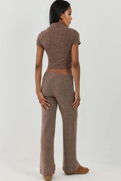Elastische Taille Zachte Textuur Gebreide Broek - Image 5
