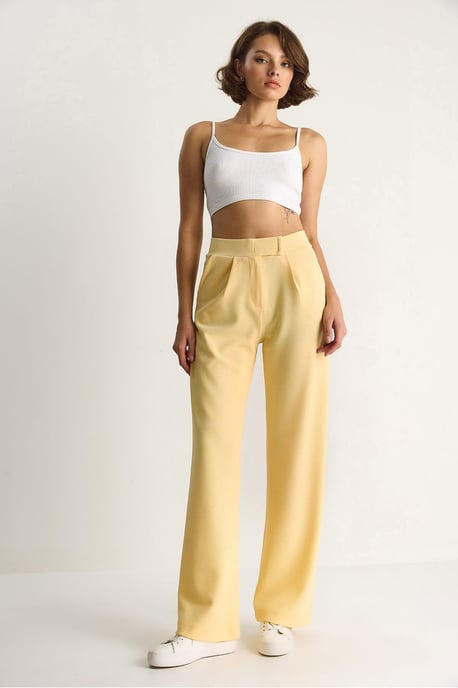 Hoge Taille Wijde Pantalon met Plissee - Image 3