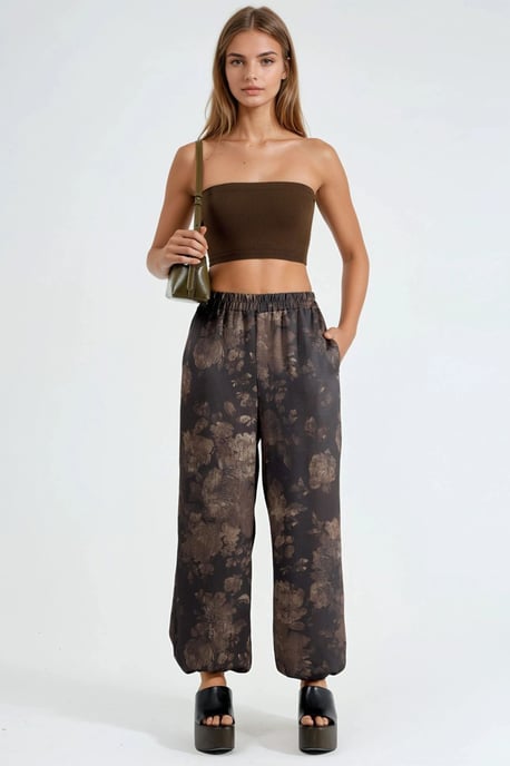 Patroon Baggy Fit Elastische Leggings met Zakken - Image 6