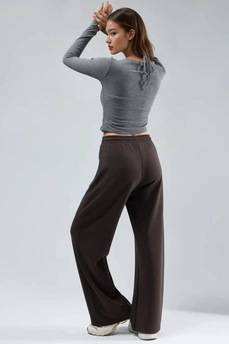 Midi taille wijde pijpen modal broek - Image 2