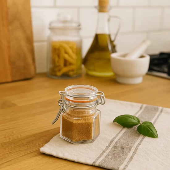 WDMT Zeshoekige weckpotjes 100 ml set van 6 – glazen voorraadpotjes met - Image 3